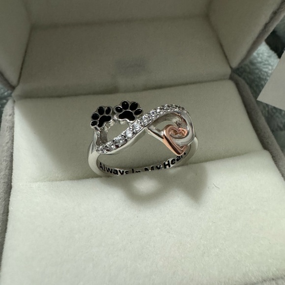 18k diamond pet paw memorial love ring forever in my heart - Picture 2 of 10